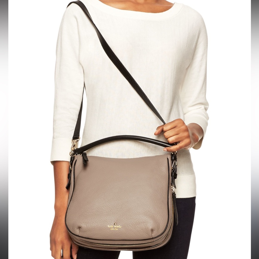 Kate Spade 2 Tone Black Gray Leather Cobble Hill Ella Shoulder Crossbody Bag